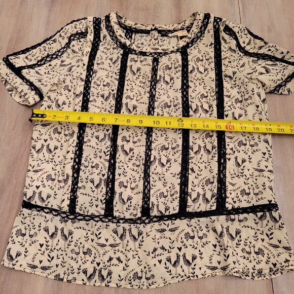ANTHROPOLOGIE Meadow Rue Love Bird Crochet Lace Blouse  Women Size Medium - Picture 5 of 9